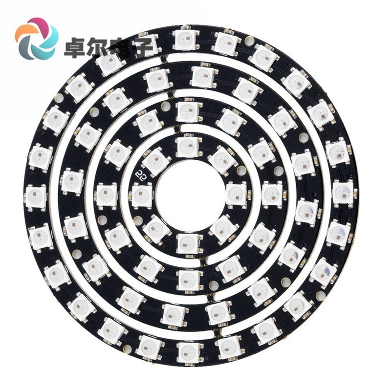 60位 WS2812 5050 RGB LED 内置全彩驱动彩灯开发板 四合一灯板