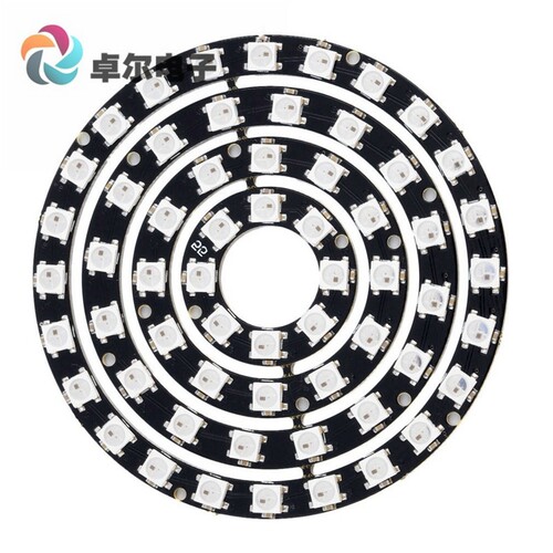 60位 WS2812 5050 RGB LED 内置全彩驱动彩灯开发板 四合一灯板