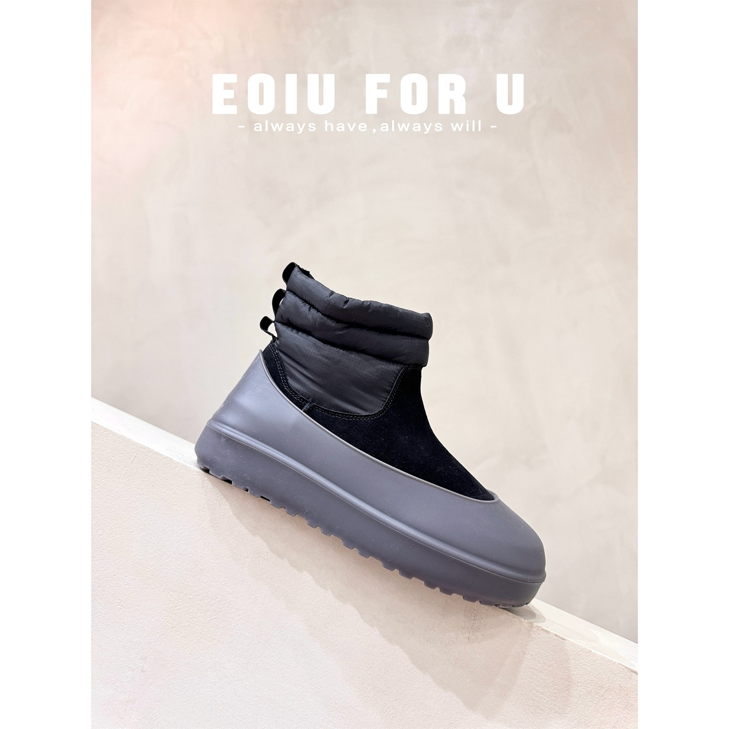 EOIU 25-11一鞋两穿 鞋套可拆 情侣大码冬鞋御寒羊毛男鞋雪地靴女