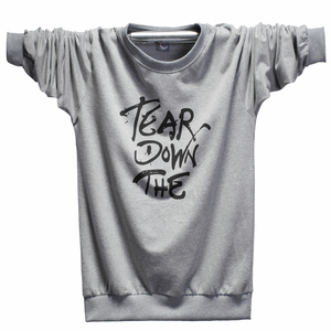 春季秋装男士t恤加大码 青少年男宽松圆领薄卫衣 男款长袖T恤男生