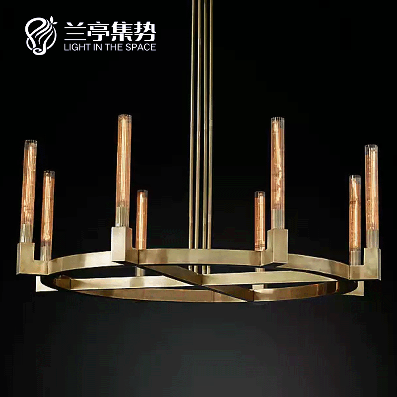 rh灯具Cannele出口美式简约轻奢港风in别墅复式楼挑高层客厅吊灯