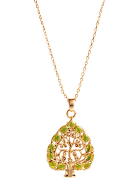 SU风夏季新款绿色滴釉包金锁骨链