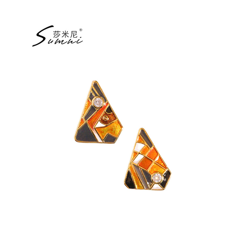 sumni/莎米尼原创设计印象派手工珐琅滴釉油画风耳钉轻奢耳饰女,饰品/流行首饰/时尚饰品新,耳钉,淘宝优惠券,粉丝福利购,淘宝优惠卷