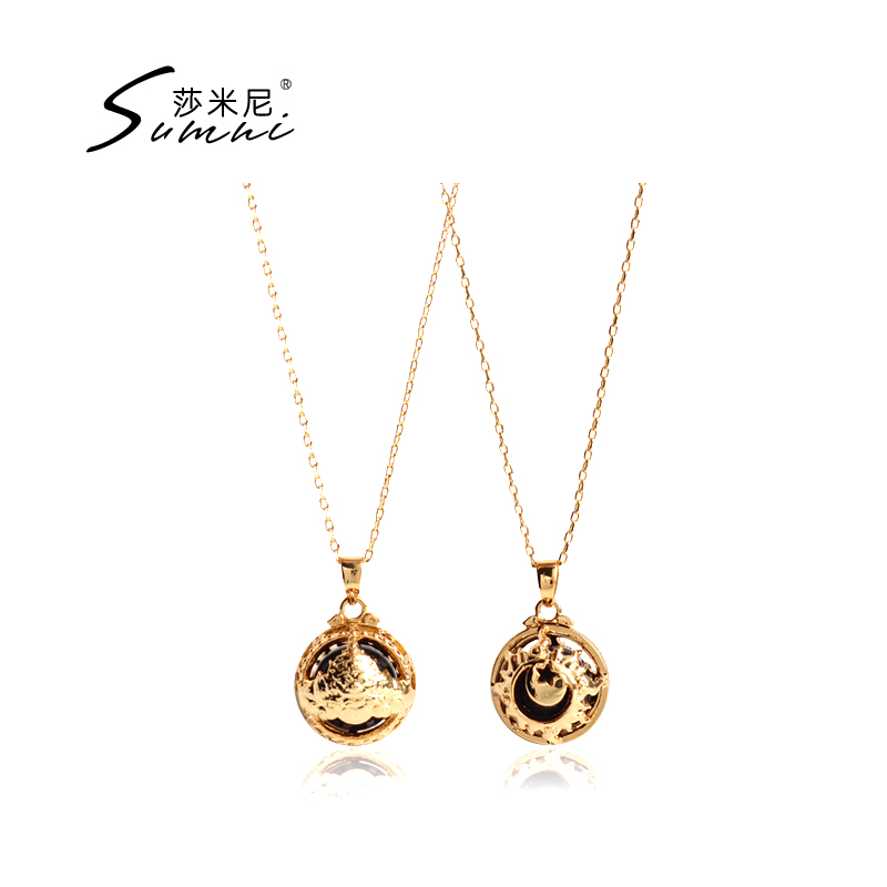 sumni/莎米尼2024新款18K包金复古星月球坠锁骨链女项链女气质