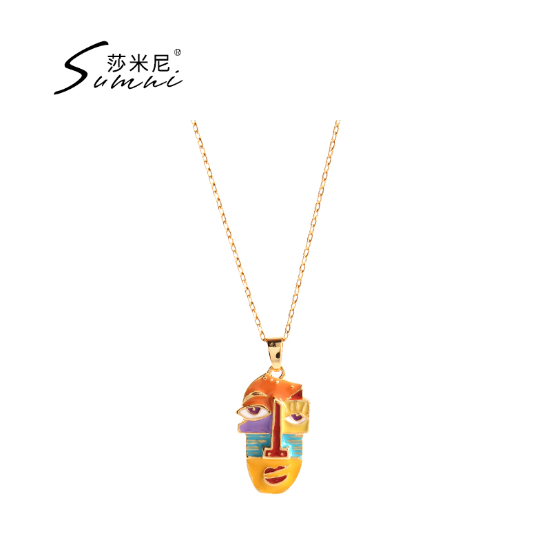 sumni莎米尼拼彩珐琅项链女吊坠