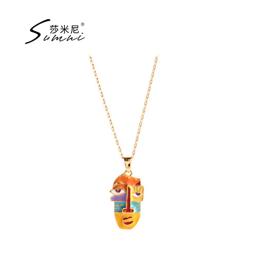 sumni莎米尼拼彩珐琅项链女吊坠