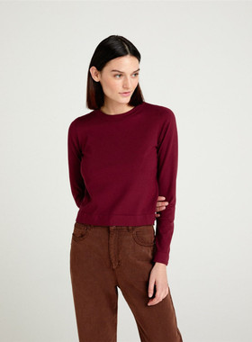 出口原单尾货 意大利s家 细针圆领春季长袖女士简约针织毛衫