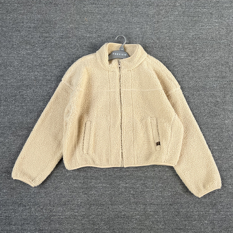 外贸澳洲原单立领拉链羊羔绒外套