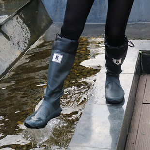 野鸟协会雨鞋女款成人高筒水鞋防水防滑胶鞋长筒雨靴套鞋折叠水靴