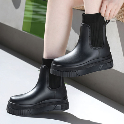 短筒雨鞋女士加绒保暖厚底防水鞋