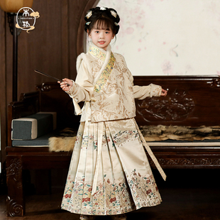 本格汉服女童秋冬2025新款儿童加绒加厚冬装中国风古装古风过年服