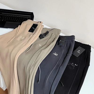 直筒一体绒加厚修长正常腰长裤