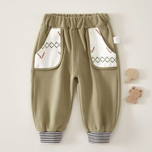 纯棉裤 子女宝宝裤 裤 男童四季 子 春装 款 外出运动裤 儿童长裤 子休闲裤