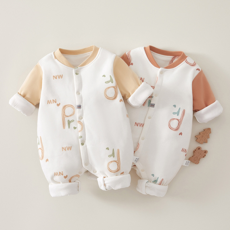 婴儿连体衣保暖春秋款夹棉