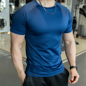 健身训练衣男高弹速干透气运动紧身衣短袖 T恤跑步健身