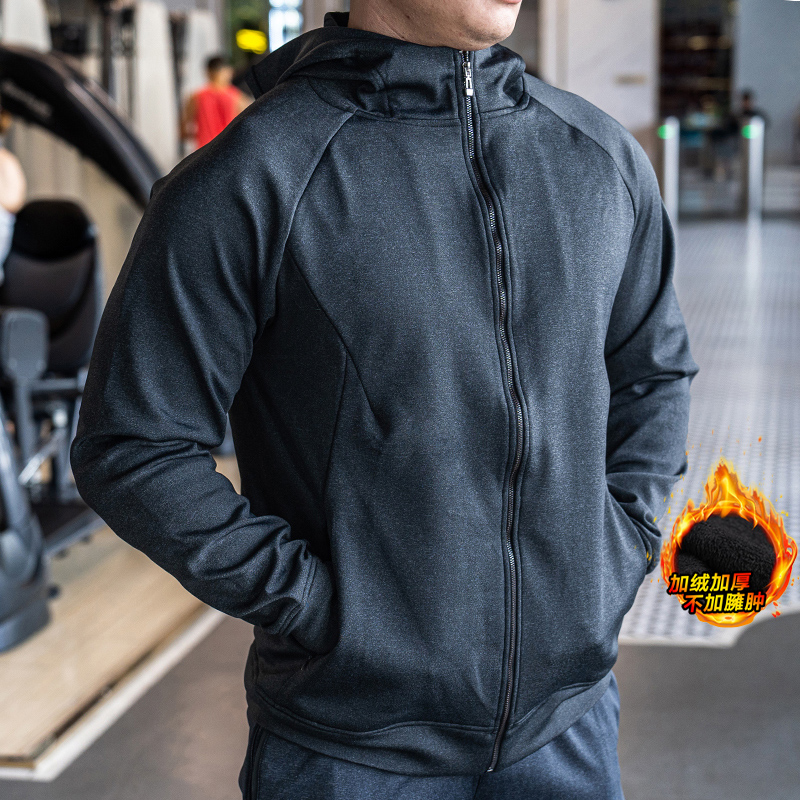 男士跑步运动服健身上衣秋冬外套修身高弹长袖紧身训练衣服男款