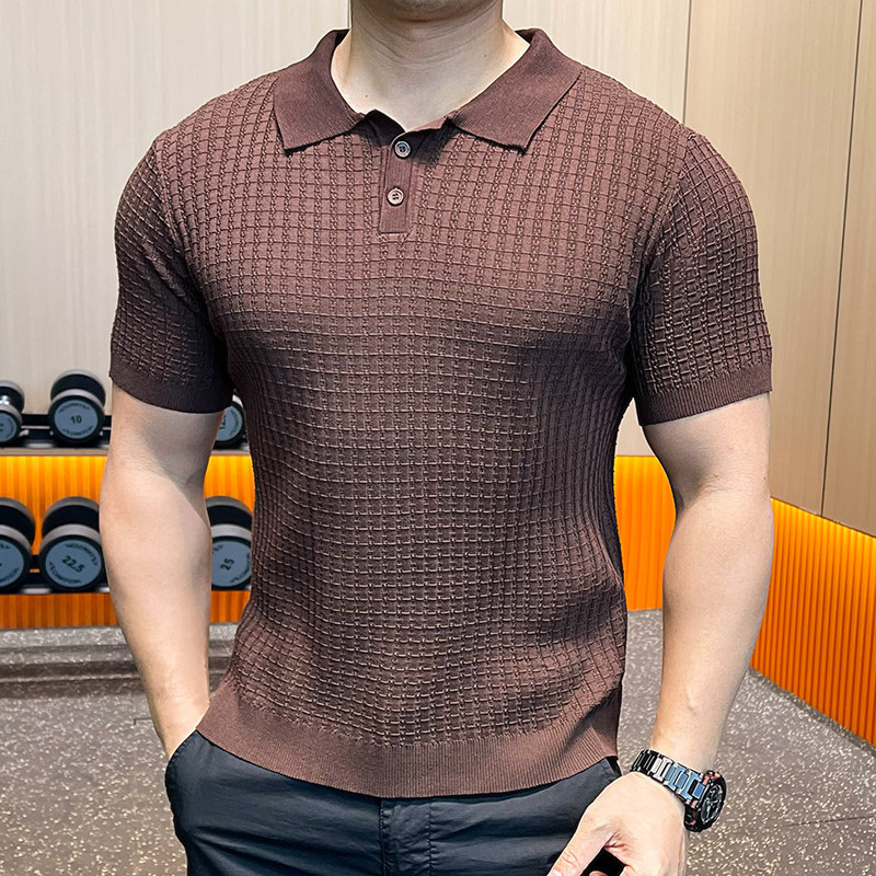 高质感肌理感男士针织POLO衫短袖翻领高级感休闲运动上衣简约夏季,运动服/休闲服装,运动POLO衫,淘宝优惠券,粉丝福利购,淘宝优惠卷