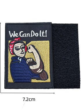 定制卡通动漫刺绣布贴女强人We Can Do It魔术贴服装补丁装饰贴