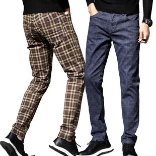 子GOLF球裤 男裤 格子裤 秋冬高尔夫服装 运动休闲弹力裤 长裤 修身 男士