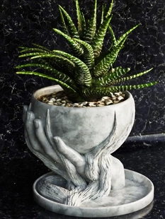 桌面心根单手掌心加厚3d打印pla多肉龙舌兰仙人球ins风桌面花盆