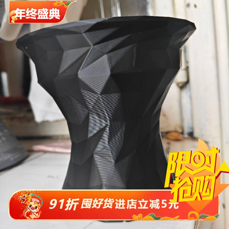 暗夜黑铁折痕仿古拙3D打印龙舌兰用尊型Pla网红12*12块根透气花盆