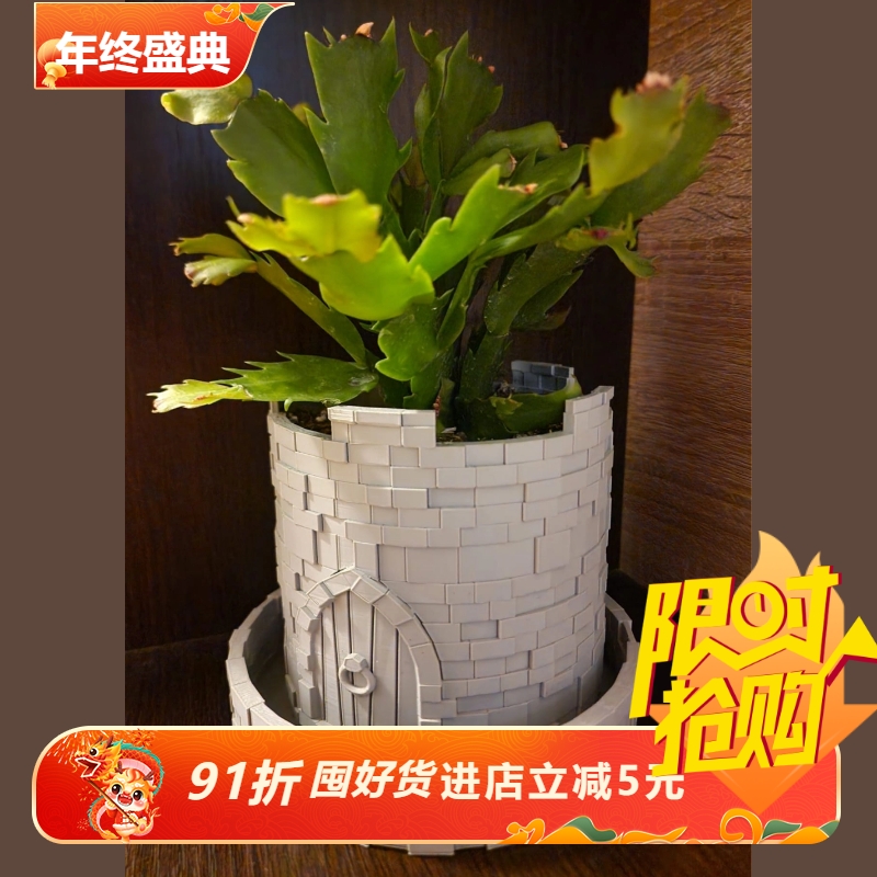 创意城堡带托盘可爱网红迷你花盆3d打印桌面绿植秋海棠块根肉肉盆