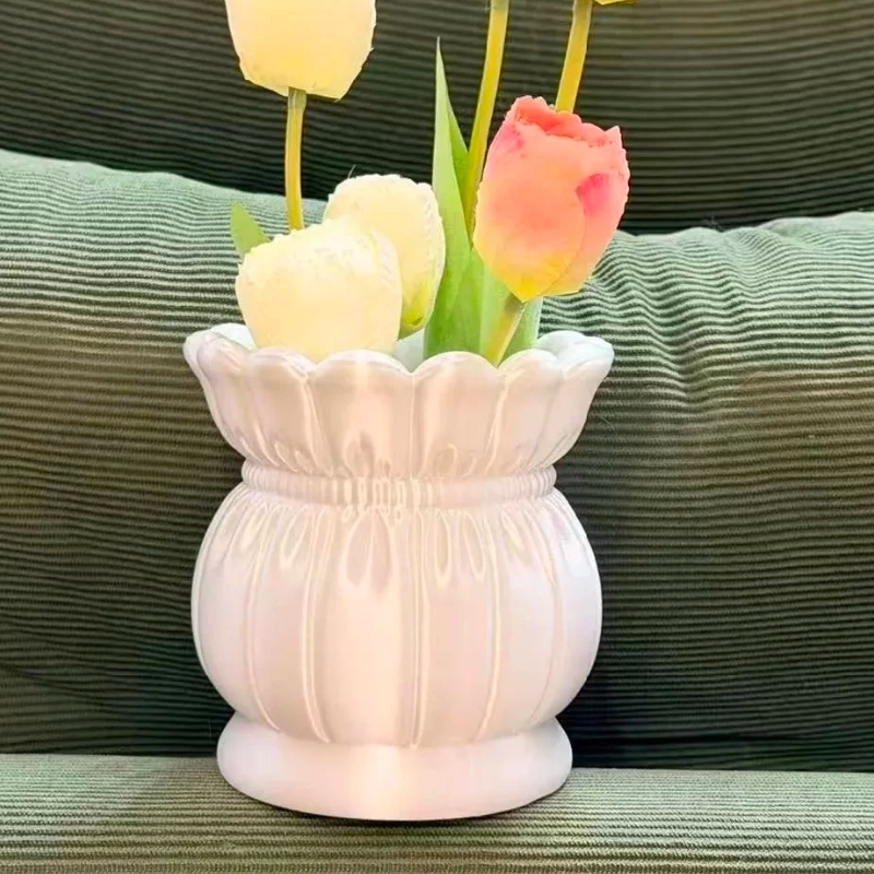 可爱创意唯美丝绸花盆桌面块根龙舌兰大口径仙人球多肉3d打印花盆