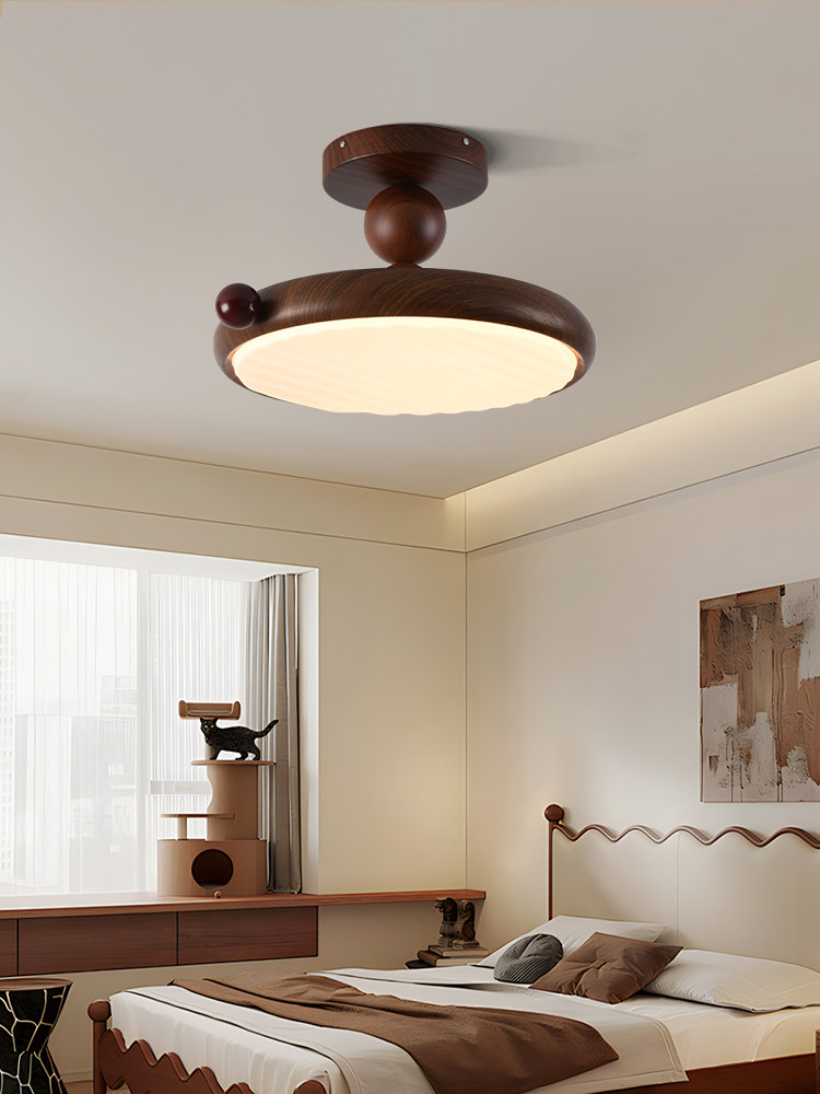 卧室吸顶灯中古南洋风现代简约胡桃飞碟护眼主卧儿童房间灯具357J,家装灯饰光源,餐厅/卧室/书房吸顶灯,淘宝优惠券,粉丝福利购,淘宝优惠卷