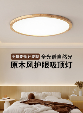 大观园吸顶灯温馨原木风客厅主灯现代简约卧室灯led吸顶灯具J176