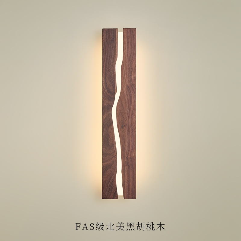 卧室床头壁灯黑胡桃木纹中古风2025新款复古走廊过道吸顶灯具667K