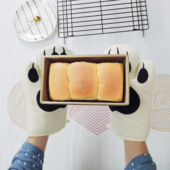 熊掌手套刺绣帆布隔热厨房加厚烤箱微波炉防烫纯棉毛巾布手套