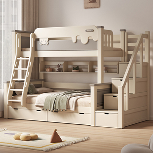 樱桃木上下铺双层床全实木儿童高低床可拆分成人子母床两层上下床