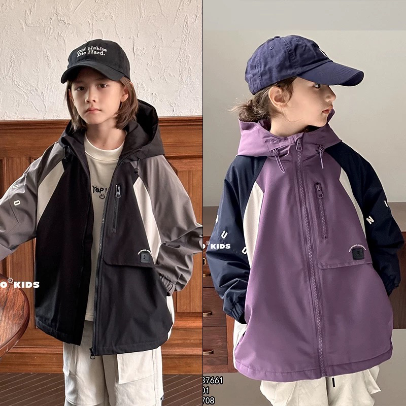 紫米蓝拼接款加棉冲锋衣