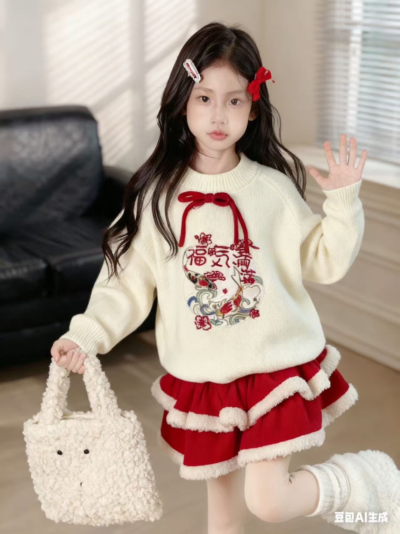 糖豆豆羊羔毛夹棉卫衣12234