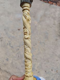 实木花椒木盘龙欧洲烘干榉木生肖龙型摆件文玩盘龙柱手把件