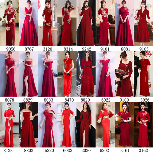 大红色合唱表演礼服中国风