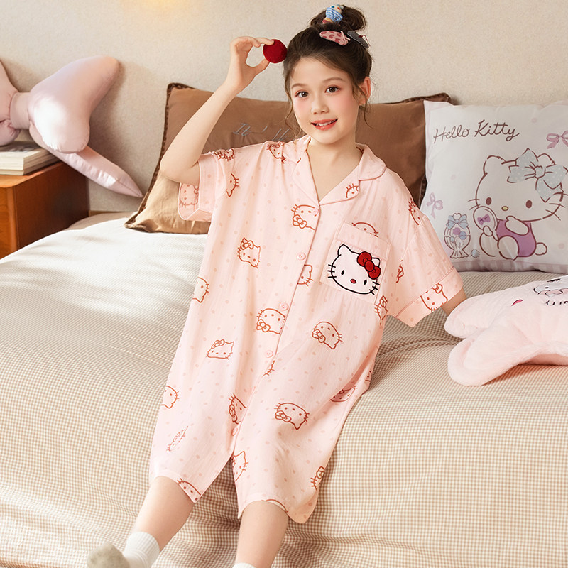 夏季儿童睡裙女童莫代尔棉短袖开家居裙/睡裙