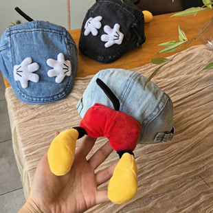 帽子女牛仔卡通可爱前进帽可反戴鸭舌帽少女学生百搭逛街出游弯檐