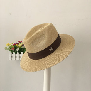 M标夏天女士礼帽英伦爵士帽防紫外线沙滩太阳遮阳帽巴拿马草帽子