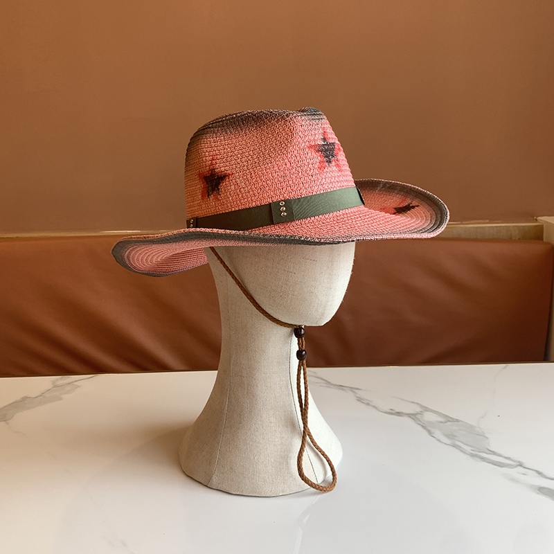 粉色系爵士帽百搭休闲潮帽时尚ins户外登山帽新款草帽海边沙滩帽