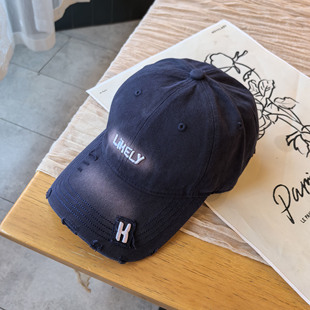 新款破损版刺绣字母LiHELY鸭舌帽子女百搭休闲棒球帽男渐变色逛街