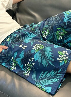 棉绸睡裤男薄款简约裤衩夏季休闲短裤印花字母加肥加大人造棉裤子