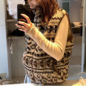 提花米粒绒马甲女2025新款 费尔岛立领韩系外穿居家马甲男女同款