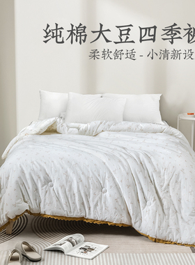远梦家纺被子纯棉泡芙大豆纤维被小清新碎花四季被空调被双人被芯