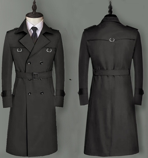 外套 英伦休闲潮流加肥加大宽松大码 设计感风衣男帅气过膝长款 修身