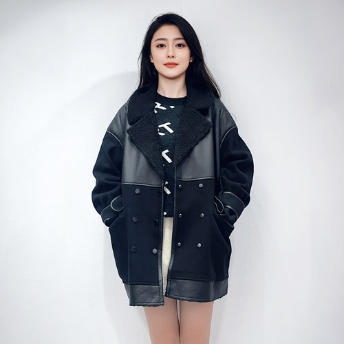 季候风秋冬英伦风拼接气质显瘦保暖不压身夹克外套女0834JA502