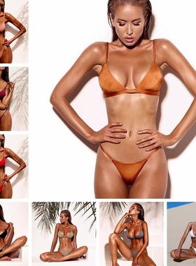 2017速卖通ebay爆款比基尼欧美新款女士分体纯色泳衣性感bikini