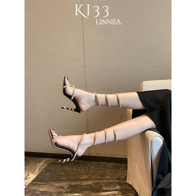 【高端版】新款水钻细跟凉鞋