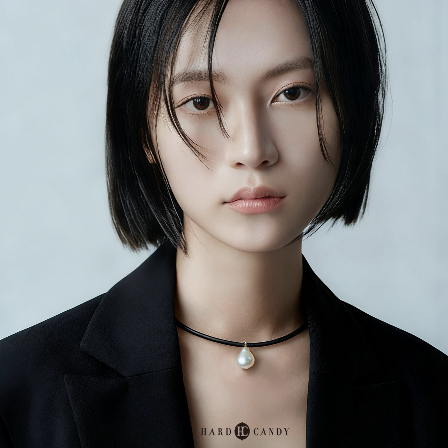 硬糖hardcandy原创首饰天然水滴巴洛克珍珠细choker皮项圈项链