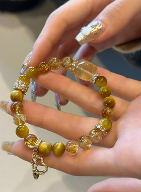 十里间【福禄双财】文艺新中式黄水晶虎眼石手链百搭小清新手串
